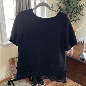 Banana Republic Black Boxy Short Sleeve Blouse